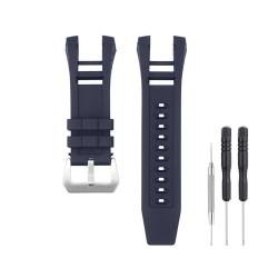 SANDEIN 32,5 mm Uhrenarmband, kompatibel mit Invicta, weiches Silikon-Gummi-Ersatzarmband für Invicta Subaqua Noma IV Uhrenarmbänder (Blau + silberfarbene Schnalle) von SANDEIN