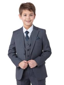 SANDER STELLAN Festlicher Kinderanzug Jungen Anzug Kommunionanzug 6-teilig grau 152 von SANDER STELLAN