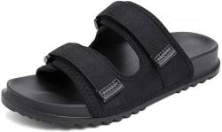 Diabetische Hausschuhe, Schuhe für Orthopädische Geschwollen, Atmungsaktiv Ödeme Sandalen Indoor Outdoor Leichte Extra Breite Hausschuhe (Black,45 EU) von SANGHUN