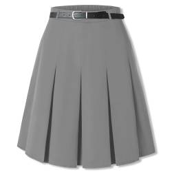 SANGTREE Faltenrock für Mädchen und Damen, elastische Taille, Uniformrock, Übergröße, 2 Jahre – US 4XL, Dunkelgrau, mittellang, Mittel von SANGTREE