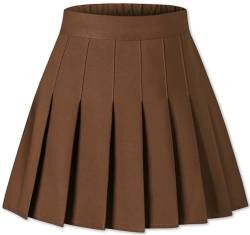 SANGTREE Mädchen Damen Faltenrock Elastische Taille Uniform Rock 2 Jahre - US 4XL, A# Uni Braun, 4X-Groß von SANGTREE