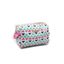 SANJO Boxy Kosmetiktasche mit geometrischem Azteken-Motiv, abwischbarer Kunststoff, 19 x 10,5 x 10,5 cm von SANJO