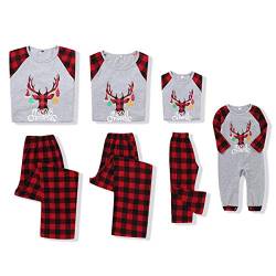 SANMIO Weihnachten Familie Outfit Set Matching Lange Ärmel Bluse + Plaid Lange Hosen Pyjama Set Xmas Grey-Plaid (für Damen) M von SANMIO
