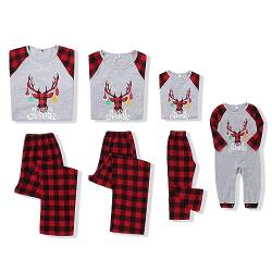 SANMIO Weihnachten Familie Outfit Set Matching Lange Ärmel Bluse + Plaid Lange Hosen Pyjama Set Xmas Grey-Plaid (für Kind) 10-11 Jahre von SANMIO