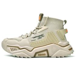 SANNAX Schuhe Herren Mode Turnschuhe Wanderschuhe High Top Sneakers lässige Designerschuhe(Beige 01, EU41) von SANNAX