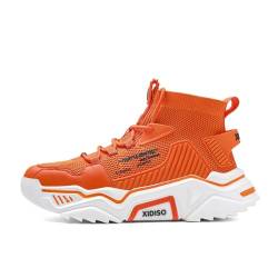 SANNAX Schuhe Herren Mode Turnschuhe Wanderschuhe High Top Sneakers lässige Designerschuhe(Orange 01, EU 40) von SANNAX