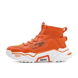 SANNAX Schuhe Herren Mode Turnschuhe Wanderschuhe High Top Sneakers lässige Designerschuhe(Orange 01, EU 42) von SANNAX