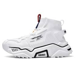 SANNAX Schuhe Herren Mode Turnschuhe Wanderschuhe High Top Sneakers lässige Designerschuhe(Weiß 01, EU 43) von SANNAX