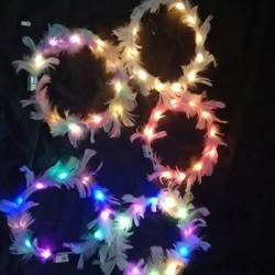 SANON 5 x LED-Blumenkronen, floraler Kopfschmuck, Federn, leuchtende Kronen, Großkopfschmuck für Geburtstag, Hochzeit, Party von SANON