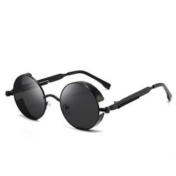 SANON Polarisierte Sonnenbrille, Sonnenbrille im Steampunk-Stil, UV400-Schutz Sonnenbrille, Vintage-Stil Retro-Brille, Kreislinse Metallrahmen Sonnenbrille für Männer und Frauen von SANON