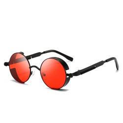 SANON Polarisierte Sonnenbrille, Sonnenbrille im Steampunk-Stil, UV400-Schutz Sonnenbrille, Vintage-Stil Retro-Brille, Kreislinse Metallrahmen Sonnenbrille für Männer und Frauen von SANON