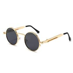 SANON Polarisierte Sonnenbrille im Steampunk-Stil UV400-Schutz Vintage-Stil polarisierte Sonnenbrille Retro-Brille Kreislinse Metallrahmen Sonnenbrille für Männer und Frauen von SANON