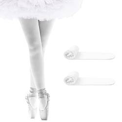 SANOTO Strumpfhose Mädchen 2er Pack Weiße Ballett Strumpfhose Tanzstrumpfhose Kinder Ballettstrumpfhose mit Fuß Strumpfhosen für Mädchen Ballett(Größe:135-160) von SANOTO