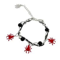 SANRLO Armband, modisches Spinnen-Charm-Armband, Kunstperlen, Armreif, verstellbare Handgelenkkette, einzigartiger Damenschmuck, 16+5cm, Metalllegierung von SANRLO