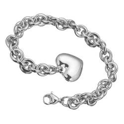SANRLO Armband, verstellbare Seile, Unisex, herzförmige Handketten, Paare, Armreifen, stilvolles Schmuckgeschenk für Frauen und Mädchen, 18-21cm Heart 1.1cm, Titanstahl von SANRLO