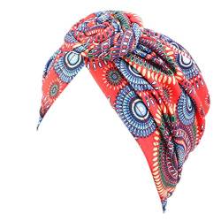 SANRLO Stirnbänder, Haarschmuck für Damen, afrikanischer Turban-Hut, Knoten, Blume, vorgebundene Kopfbedeckung, Leopardenmuster, Stretch-Hut von SANRLO