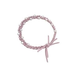 Damen-Haarschmuck, Bonbonfarben, Gummiband, drei Fäden, geflochtener Kopfschmuck mit Perlen, Haarseil, Haarband (Rosa, Einheitsgröße) von SANSIWU