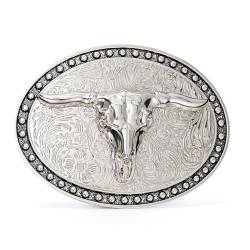SANSTHS Cowboy-Gürtelschnalle, Western-Gürtelschnallen für Männer und Frauen, Texas Bull Rodeo Cowgirl-Gürtelschnalle, Silberfarben/große Gürtelschnalle, Large von SANSTHS