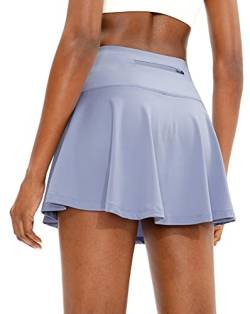 SANTINY Plissierter Tennisrock für Damen mit 4 Taschen Damen Hohe Taille Athletic Golf Skorts Röcke für Laufen Casual, Lavendel, Mittel von SANTINY