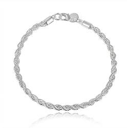 Sanwood Schmuck Armkette Schlangenkette Damen 925 Sterling Silber Twist Ring Schnalle Party Schmuck Datum Reise, Sterling Silber von SANWOOD