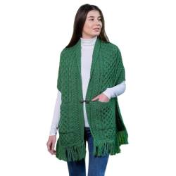 SAOL Warmer Damenschal aus 100% Merinowolle mit Taschen in Grün von SAOL