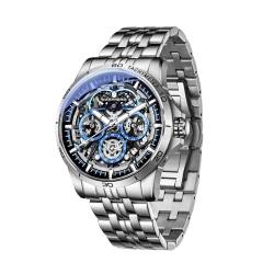 SAPPHERO Herrenuhr Wasserdicht Silber Edelstahl Uhren für Männer Analog Leuchtend Datum Casual Armbanduhr Geschenke für Männer von SAPPHERO