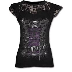 Plus Size Gothic Graphic Lace T Shirts für Damen Gothic Kleidung Schwarz Grunge Punk T-Shirts Damen Kurzarm Tops Sommer T-Shirt von SARGE