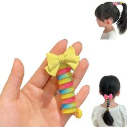 Colorful Telephone Wire Hair Bands for Kids, Spiral Hair Ties Phone Cord Multicolor Ponytail Braids Fixed Spiral Hair Rope Accessory (yellow bow) von SARUEL