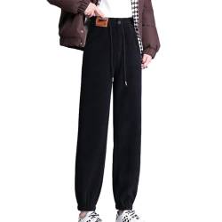 SARUEL Women Composite Fleece-Lined Thick Pants, Plus Size Corduroy Winter Thermal Athletic Sweatpants (Black,2XL) von SARUEL