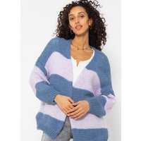 SASSYCLASSY Cardigan Oversize Strickjacke Damen aus weichem Grobstrick Lässiger Strick Cardigan mit Streifen, Made in Italy von SASSYCLASSY