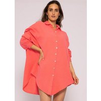 SASSYCLASSY Longbluse Oversize Musselin Bluse Damen Langarm Hemdbluse lang aus Baumwolle mit V-Ausschnitt, One Size (Gr. 36-48) von SASSYCLASSY