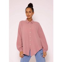 SASSYCLASSY Longbluse Oversize Musselin Bluse Damen Langarm Hemdbluse lang aus Baumwolle mit V-Ausschnitt, One Size (Gr. 36-48) von SASSYCLASSY