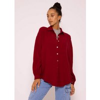 SASSYCLASSY Longbluse Oversize Musselin Bluse Damen Langarm Hemdbluse lang aus Baumwolle mit V-Ausschnitt, One Size (Gr. 36-48) von SASSYCLASSY