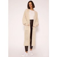 SASSYCLASSY Longstrickjacke Oversize Strickjacke Damen lang aus weichem Strick Strick Cardigan mit Taschen und Ballonärmeln, Made in Italy von SASSYCLASSY