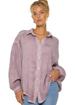 SASSYCLASSY Verwaschene Oversize Musselin Bluse Damen Langarm - Oversized Freizeit Look verwaschen - Hemdbluse lang aus Baumwolle mit V Ausschnitt von SASSYCLASSY