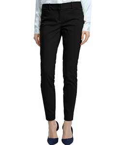 SATINATO Damen Straight Pants Stretch Slim Skinny Solid Hose Casual Business Office - Schwarz - 36 von SATINATO