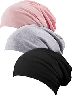 3 Stücke Satin Gefüttert Schlaf Mütze Hut Slouchy Schlag Hut für Frauen (Farbe A) von SATINIOR