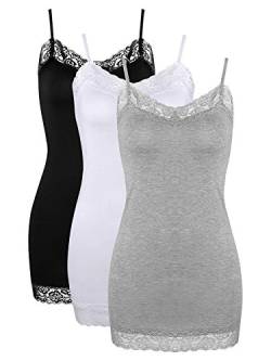 Damen-Tanktop mit Spitze, verstellbarer Spaghettiträger, 3 Stück - mehrfarbig - Groß von SATINIOR