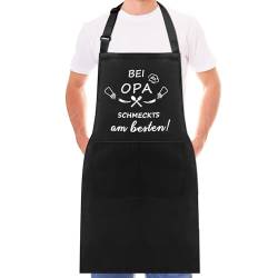 SATINIOR 1 Stück Opa Kochschürze Lustige Küchenschürze mit Spruch bei Opa Schmeckt's am Besten Opa Geburtstag Geschenk mit 1 Stück Liebe Geschenkkarte von SATINIOR