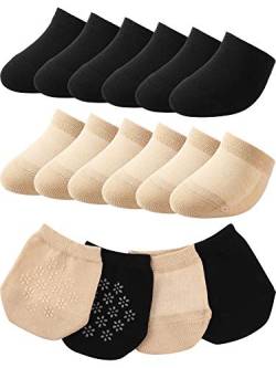 SATINIOR 12 Paar Zehenschutzsocken TZehenfutter Halb Socks Nahtlose Rutschfeste Zehenhalbsocken (Schwarz, Hautfarbe) von SATINIOR