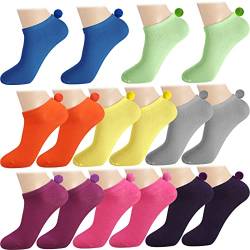 SATINIOR 16 Paar Damen Pom Pom Socken mit Bällen auf der Rückseite Knöchel Lowcut Socken Nahtlose Sportsocken für Frauen, Mehrfarbig, 39-40.5 EU von SATINIOR