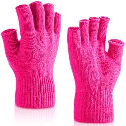 SATINIOR 2 Paar Handgelenk Fingerlose Handschuhe Halbe Handschuhe Fingerlose Handschuhe für Erwachsene und Kinder (Rosenrot) von SATINIOR