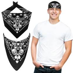 SATINIOR 2 Schwarze Bandanas Totenkopf Kopftuch Piraten Neuheit Bandana Totenkopf Halstuch Halloween Kostüm Zubehör für Herren Damen Erwachsene von SATINIOR