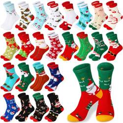 SATINIOR 24 Paar Weihnachten Socken Christmas Socks Lustige Gestrickte Wadensocken Bunte Unisex Weihnachtssocken für Damen Herren Winter von SATINIOR
