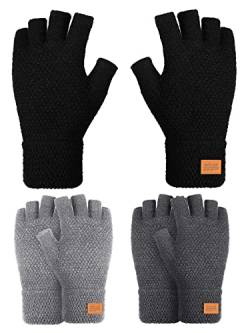 SATINIOR 3 Paar Kunstpelz Nerz Fingerlose Handschuhe Strickhandschuhe, Mehrfarbig (Schwarz, Dunkelgrau, Hellgrau, Stilvoller Stil) von SATINIOR