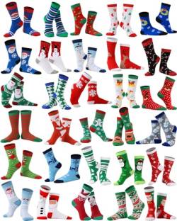 SATINIOR 30 Paar Damen Weihnachten Socken Bunte Crew Socken für Erwachsene Weiche Neuartige Herren Weihnachtssocken (Schön) von SATINIOR