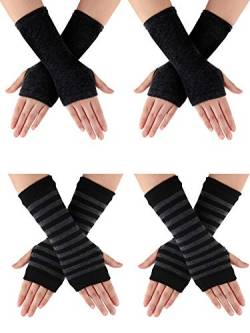 SATINIOR 4 Paar Fingerlose Handschuhe für Handgelenk mit Daumenloch Warme Unisex Kaschmirhandschuhe (Farbe Set 3) von SATINIOR