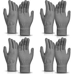 SATINIOR 4 Paar Magische Handschuhe Winter Strickhandschuhe Elastische Unisex Handschuhe Warme Fingerhandschuhe für Damen Herren Sport (Grau) von SATINIOR