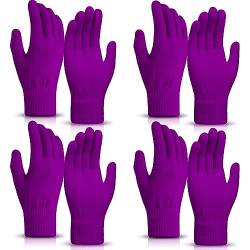 SATINIOR 4 Paar Magische Handschuhe Winter Strickhandschuhe Elastische Unisex Handschuhe Warme Fingerhandschuhe für Damen Herren Sport (Lila) von SATINIOR
