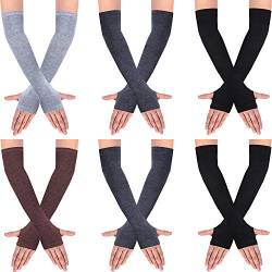 SATINIOR 6 Paare Frauen Lange Fingerlose Handschuhe Stricken Armwärmer Daumenloch Dehnbare Handschuhe (Einfarbige Serie) von SATINIOR